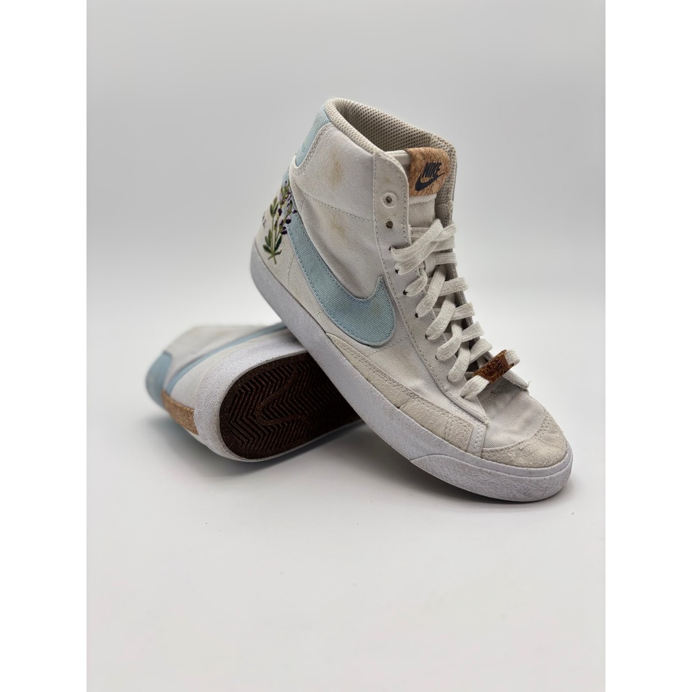 Nike Blazer Mid‎ 77 Womens 7 Youth 5.5 Flora Pack Indigo White Canvas Sneakers